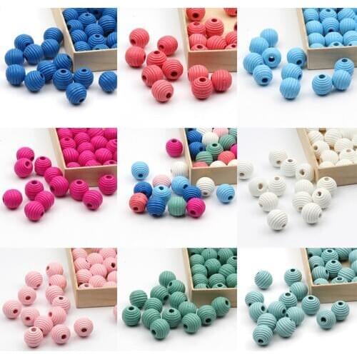 14/20mm Mixed Color Natural Thread Beehive Wooden Spacer Loose Beads For Jewelry Making DIY Necklace Bracelet Accessories