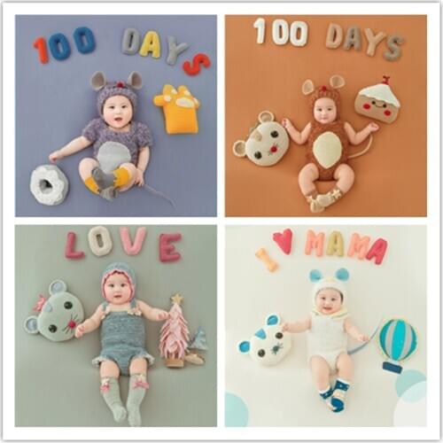 Dvotinst Newborn Photography Props Outfits Bonnet Cute Doll Theme Set Fotografia Accessories for Party Studio Shoots Photo Props