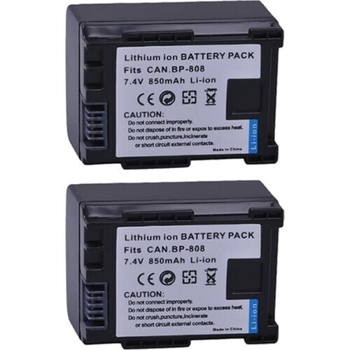 2Pcs BP-808 BP-808 BP808 Battery for Canon BP-807 BP-808 BP-809 HFM400 HF100 M300 FS36 FS37 HF200 HFS11 HF100 HF20 HG21 FS406