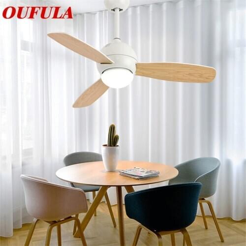 Hongcui Modern Ceiling Fan Lights Lamps White With Remote Control Fan Blade For Dining room Bedroom Restaurant