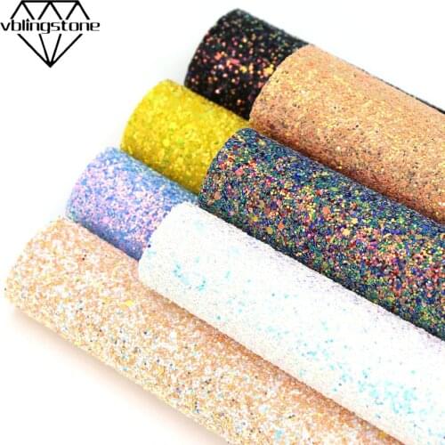 20X30cm Chunky Glitter Synthetic Leather Bling Sequins Patchwork PU Fabric Leather For HairBows Phone Case DIY Sewing Garment