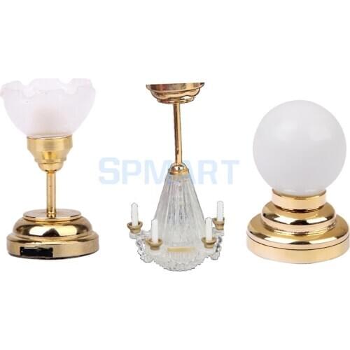 3Pcs/Pack 1:12 Scale Dollhouse Minature Light LED Lamp Model Dolls House Furniture Decoration Model Toy