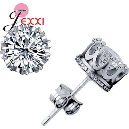 Nice Unisex Trendy Stud Earings 925 Sterling Silver Jewelry Cubix Zirconia Crystal Silver Stud Earrings Hot Sale