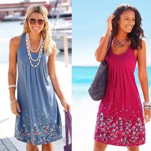 2021 New Summer Printed Sleeveless Casual Dress Beach Fashion Womens Summer Dress Sundress Female Loose Plus Size Dress S-5XL