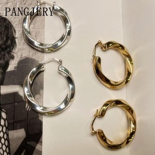 Pangjery Prevent Allergy 925 Sterling Silver Earrings for Women INS Fashion Chic Twist Winding Wave Pattern Party Jewelry Gifts