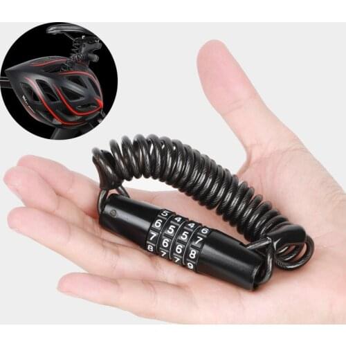 Durable Mini Helmet Lock Anti-theft 4 Digit Password Bicycle Locks For Scooter Motorcycle Portable MTB Road Bike Cable Lock