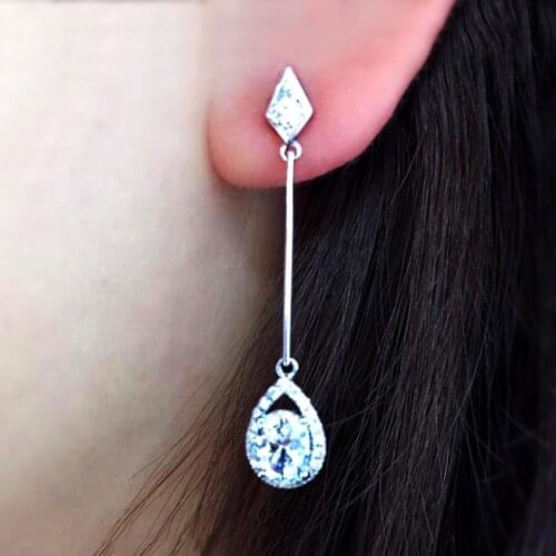 Huitan New Trendy Womens Hanging Earrings Silver Color Water Drop Pendent Fashion Earrings Elegant Female Jewelry Drop Shipping