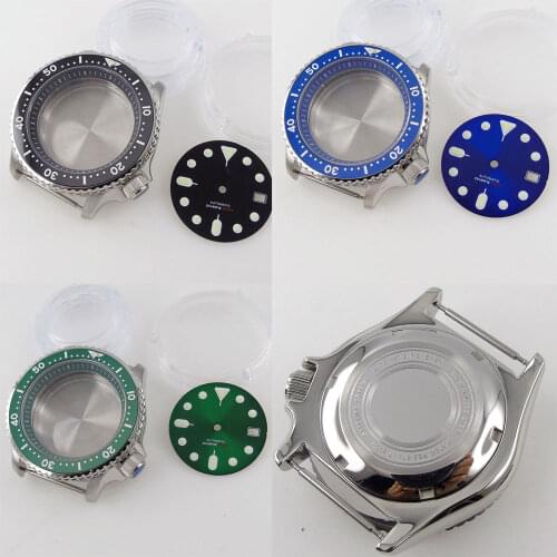 Steel 41mm Automatic Watch Case fit NH35A NH36A SKX007 Sapphire Glass Rotating Bezel Ring 200M Waterproof Luminous Dial