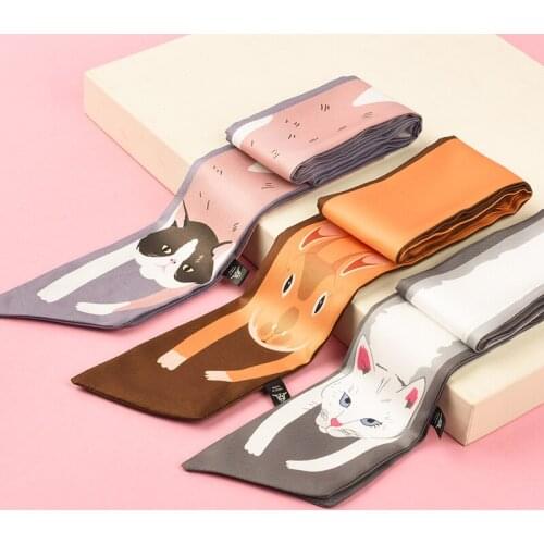 Animal Print Slim Headband Scarf Wrap For Ladies Femme Elegant Womens Wrap Handkerchief Floral Satin Bandanas Accessories