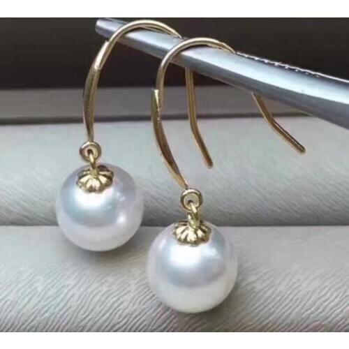 GORGEOUS pair OF 10-11mm south sea white pearl earring14k