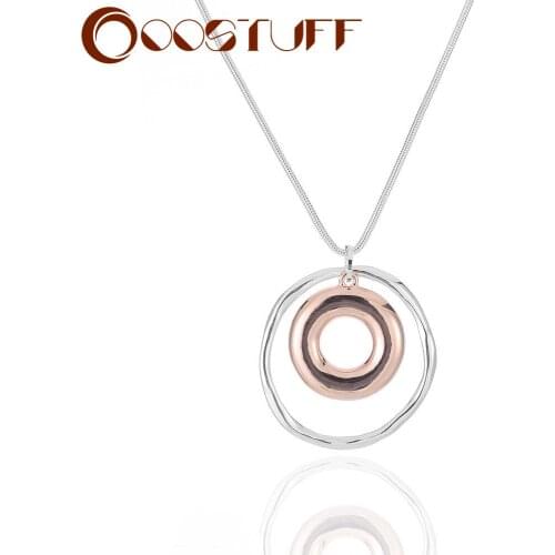 Vintage Round Circles Long Collar Necklace Chains Around the Neck Suspension Decorative Jewelry Pendants for Women Accessories