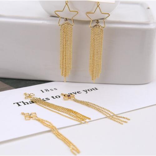2pcs Korean Simple Copper Alloy Plating Star Chinese Knot Tassel Pendant Earrings For Women Material Diy Ear Jewelry Accessories