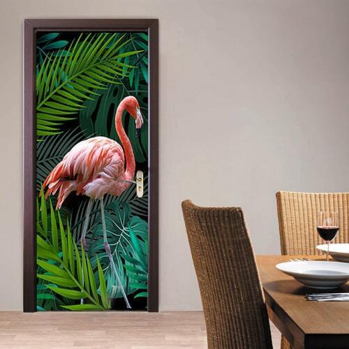 3D Photo Wallpaper Hand-painted Tropical Rainforest Flamingo Background Living Room Study Bedroom Door Sticker PVC Mural Fresco