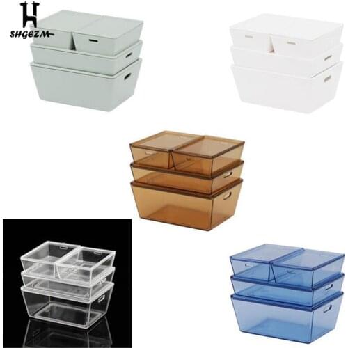 4Pcs 1:12 Dollhouse Miniature Storage Box Food Play Model Doll House Decor