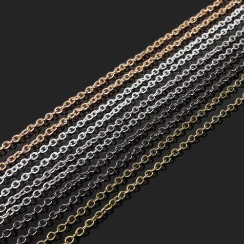 5m/strand Metal Iron Chain Rhodium/Silver/Gold/GunMetal /Antique Bronze Plated Necklace Chains for DIY Jewelry Findings 4x3mm
