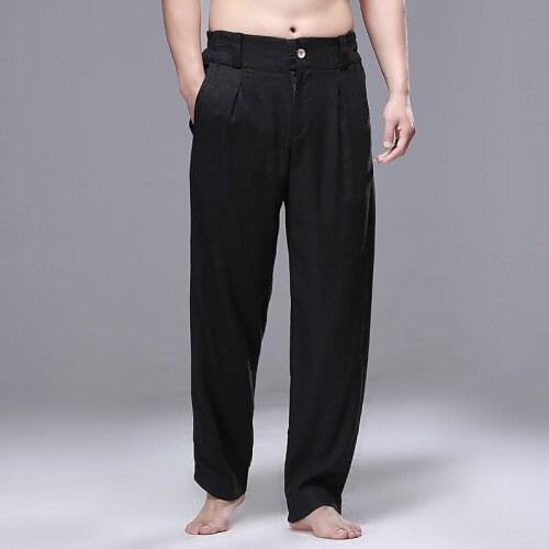 Summer Thin White Loose Linen Trousers Mens Chinese Style Vintage Casual Pants Mens Hawaiian Ethnic Classic Trousers Men 30601