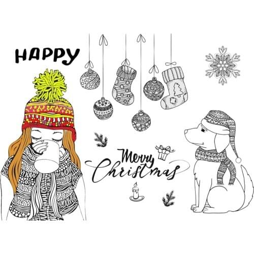 DABOXIBO Christmas Drinking Girl Clear Stamps Mold For DIY Scrapbooking Cards Making Decorate Crafts 2020 NEW Arrival