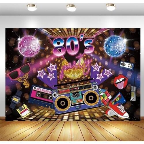 80s Disco Backdrop Music Dance Show Time Adult Birthday Party Photo Background Booths Studio Props Decoration Banner