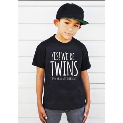 Yes We Are Twins Letter Print Baby Boys T Shirt Summer New Children Kids Boys Shorts Sleeve Clothes Boys Tops Tees Fashion