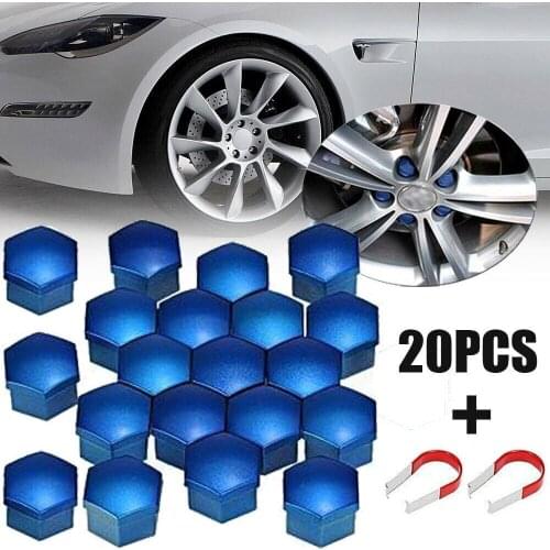 Rims Car Wheel Nut Cap Screw + Removal Tool Wheel 17mm Accessory Blue Cap Car Hub