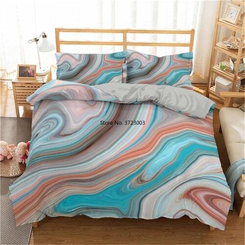 Colored Marble Bedding Set Quicksand Abstract Art Duffle Cover Pillowcase Single and Double King and Queen Size Adult Bedding