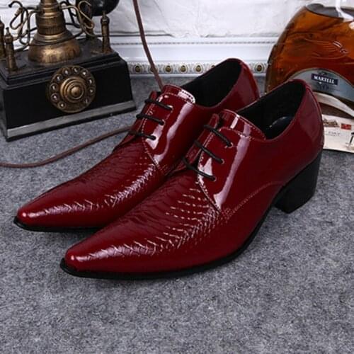 Christia Bella 19 Fashion Handmade Big Size Real Leather Man Oxford Shoes Red Heighten Male Business Derby Shoes Men Dress Shoes