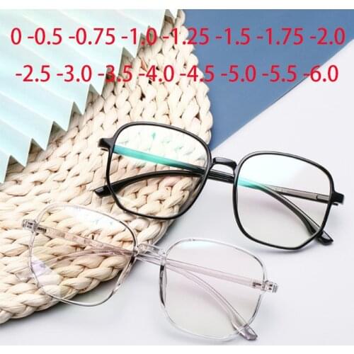 Big Frame Square Glasses Plastic Frame Oversized Eyewear For Women&Men Optical Eyeglasses 0 -0.5 -0.75 -1.0 -2.0 To -6.0