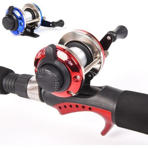 Mini Roller Reel Ice Fly Fishing Reel Bearing Ball Spinning Sea Wheel with 50M Fishing Line Blue/Red Optional