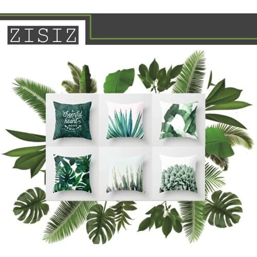 Nordic Style Cushion Cover Green Tropical Plant Tree Leaves Pillow Cover Home Decorative cojines decorativos para sofa