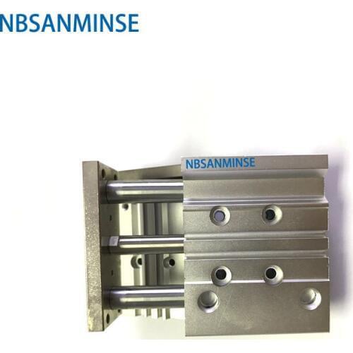 NBSANMINSE MGPL Bore 32mm Compressed Air Cylinder SMC Type ISO Compact Cylinder Miniature Guide Rod Double Acting