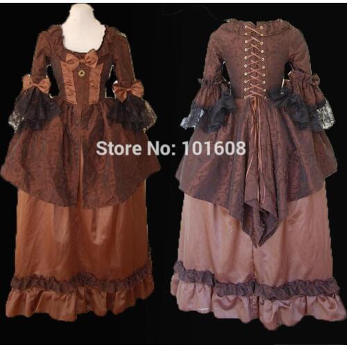 New Arrival! brown Retro Victorian dresses Civil War historical medieval Renaissance Cosplay regency dress HL-457