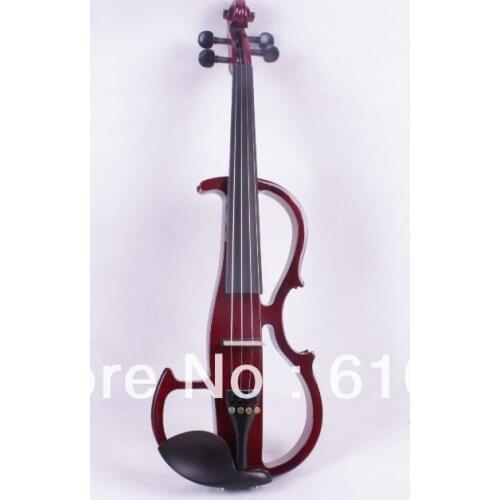 New red 4 string 16'' Electric Viola Silent Solid Wood Body Powerful Sound Case Bow