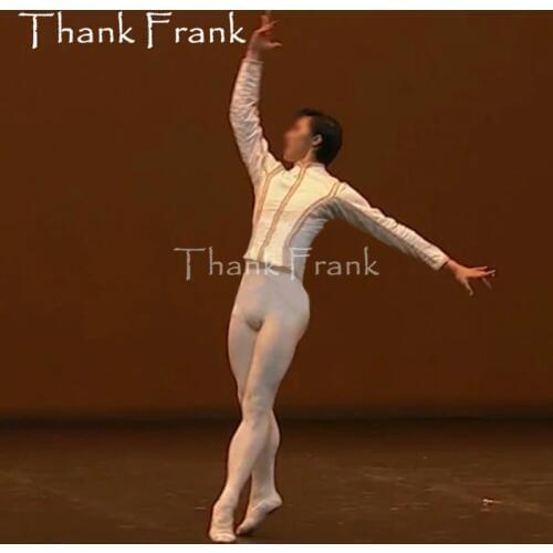 New Custom Made Men Ballet Top Boys Adult White Velvet Ballet Prince Costume Top Males Long Sleeve Ballet Dance Costumes C572