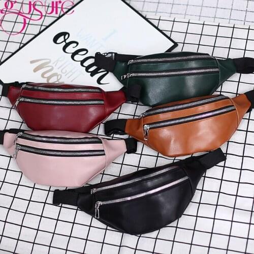 Gusure Soild Color Chest Bag Waist Packs For Female PU Leather Fanny Packs New Women Fashion High Quality Belt Shoulder Bags