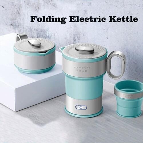 Zk30 Portable Electric Kettle Folding Travel Baby Silicone Kettle Camping Water Boiler Tea Kettle Automatic Power Off Kettle