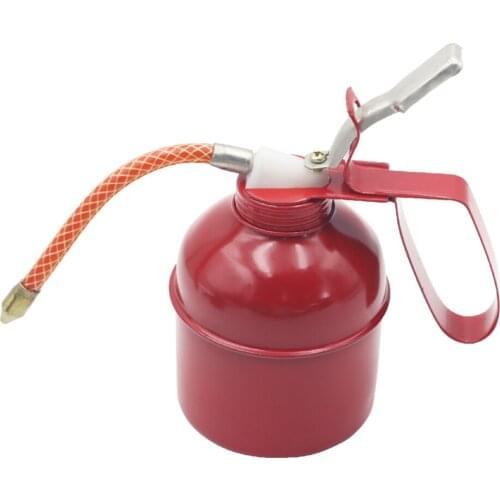 Pressed Steel Oil Can Pump Operated High Quality Miniature Manual Grease Gun Small With Flexible Spout Gasoline 500cc Oiler