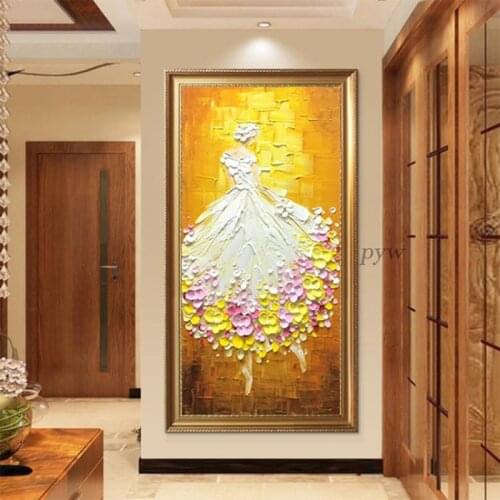 Hand Painted Modern Ballet Dancer Picture Knife Oil Painting On Canvas Large Size Abstract Wall Art For Wedding Home Decor