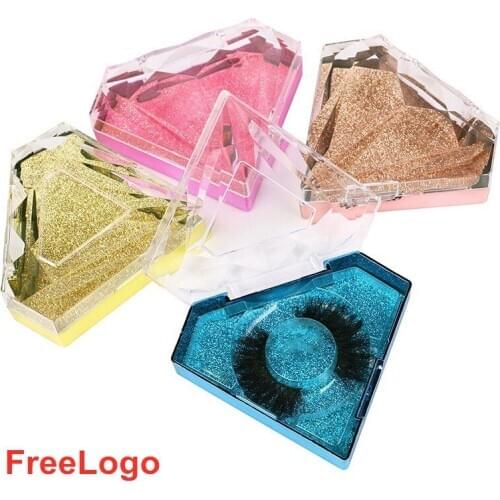 Crystal diamond Lash Packaging Wholesale Empty Lashes Packaging Boxes Rhombus Irregular 25MM Mink Lasehs Case eyelash packaging