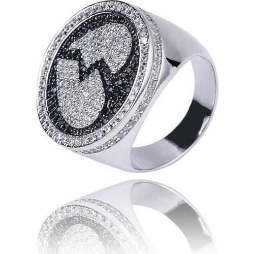 Lucky Sonny Broken Heart Men Ring Hip Hop DIY Rings Bling CZ Iced Cocktail Rings Rappers' Fashion Jewelry Copper Bijoux Gift R03