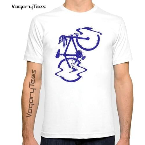 Vintage bicycle glitch T-Shirt Fashion Men Short Sleeve Old Bikes Print White Casual Tops Hip Hop Boy Tee shirt