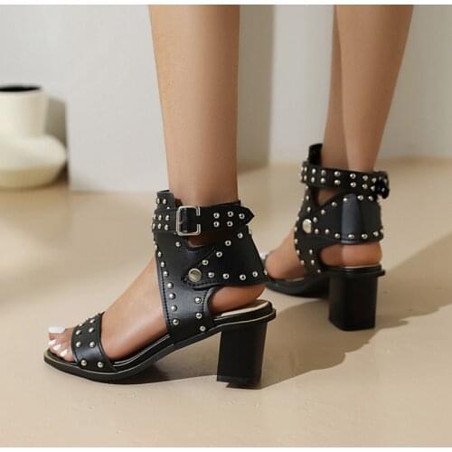 BLXQPYT 2021 Gladiator Ankle Strap Women Sandals Pumps Summer Fashion Open Toe High Heels Thick Heels Party Casual Shoes F67
