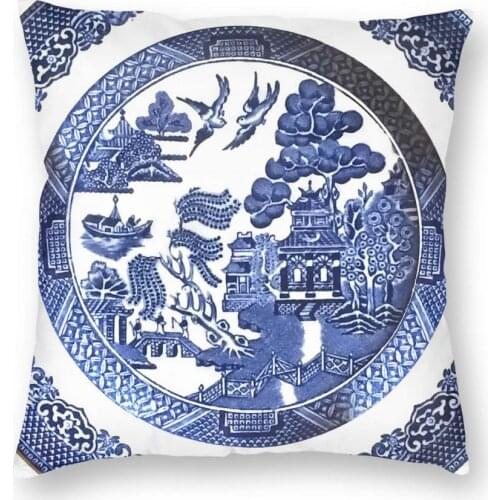 1PC 45x45cm Blue Willow China Square Pillow Case Cushions for Sofa Blue Delft Pattern Awesome Pillowcover Home Decor