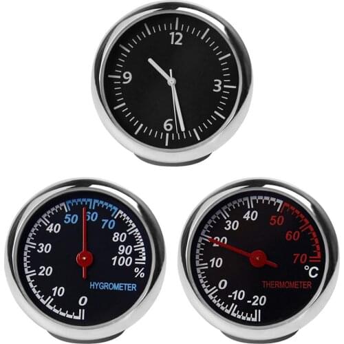 1Pc Mini Car Temperature Instruments Car Thermometer Hygrometer Durable Quartz Clock Decoration For Auto Boat