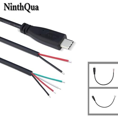 10pcs DIY USB Type C Welding Type Male Plug 2A 2.0 Connector with 2P / 4P Cable for OD3.5mm Wire Black
