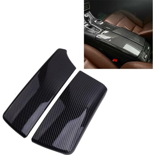 2Pcs Carbon Fiber Texture Console Armrest Box Cover Sticker Trim fit for BMW 5 Series F10 2011 2012 2013 2014 2015 2016