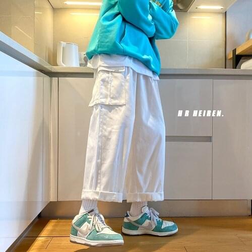 2020 Mens Fashion Trend White/black Color Loose Wide Leg Pants Cargo Baggy Casual Pants Streetwear Trousers Plus Size M-2XL