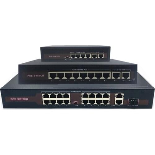 48V Ethernet POE switch with 5/8/16 10/100Mbps Port IEEE 802.3 af/at Suitable for IP camera/Wireless AP/CCTV camera system