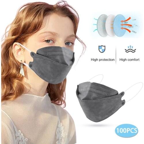 5-100pc Gray Mouth Mask Adult Disposable Mask Mascarillas 5fly Fish Non Woven Face Masks Halloween Cosplay Earloop Masque
