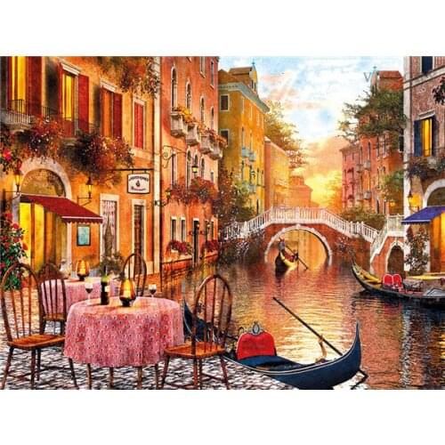 5D Diy Diamond Painting Town Sunset Scenery Craft Kit Sale Full Square Round Diamond Embroidery Landscape Handicraft Home Decor