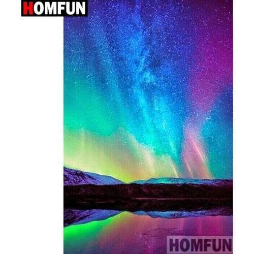 HOMFUN Full Square/Round Drill 5D DIY Diamond Painting "Aurora scenery" Embroidery Cross Stitch 3D Home Decor Gift A11264